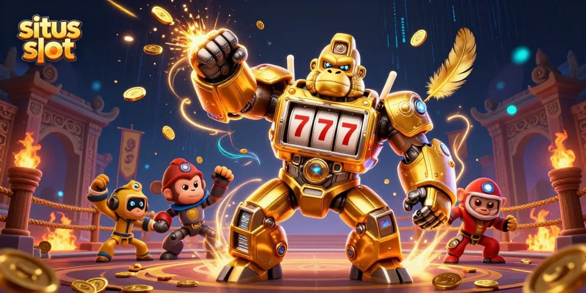 Experience the thrill of situs slot with a vibrant 3D mech and dynamic game elements.