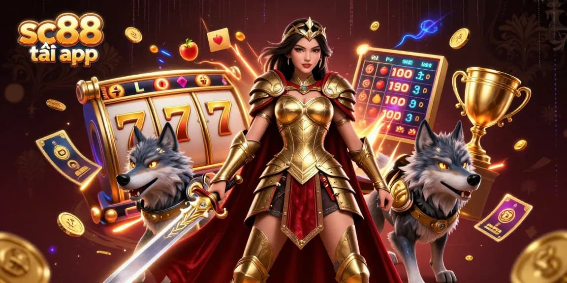 Experience sc88 tải app with immersive 3D illustration showcasing dynamic slot gaming excitement and action.