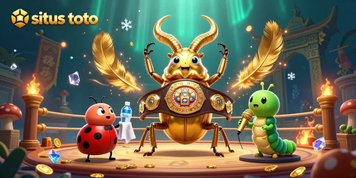 Witness situs toto gameplay with an epic boxing scene featuring a golden beetle and vibrant elements