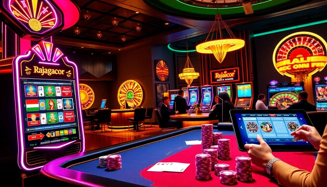 Engage with RAJAGACOR's vibrant casino scene featuring exciting slot machines and poker games.