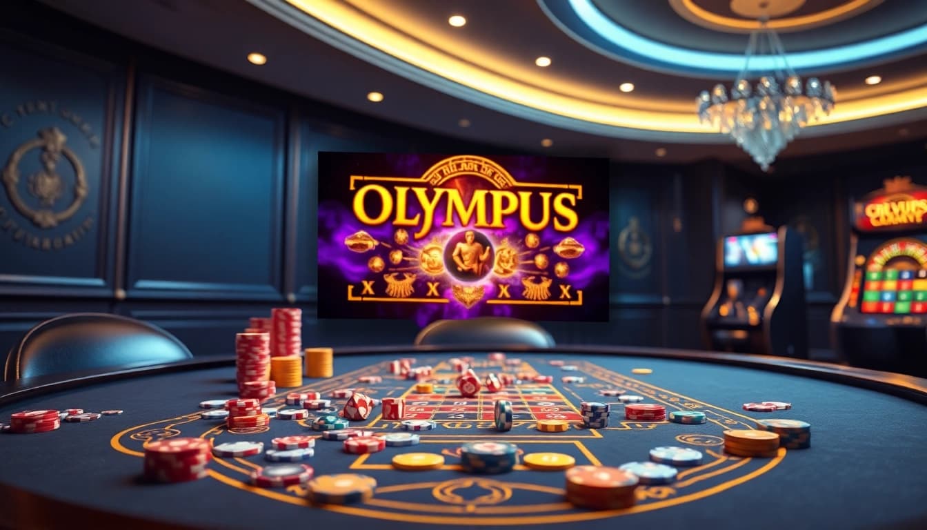 Players enjoying the exciting Olympus slot game at a luxurious online casino table.