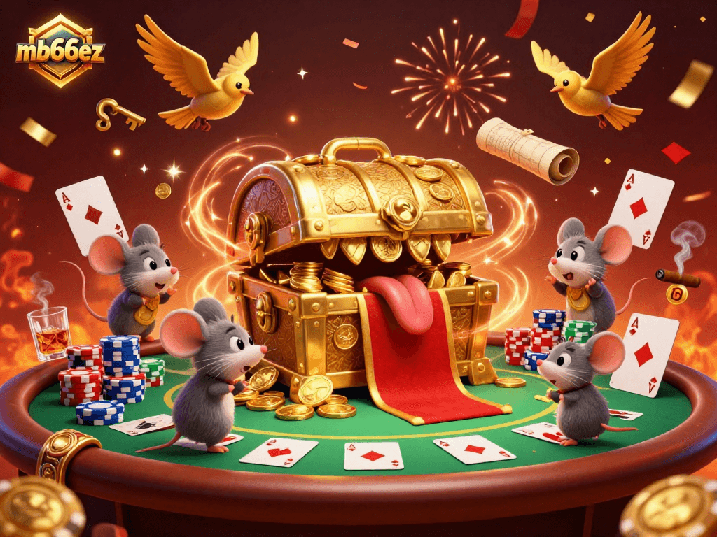Experience thrilling gameplay with mb66ez, featuring a vibrant 3D casino scene packed with action elements.