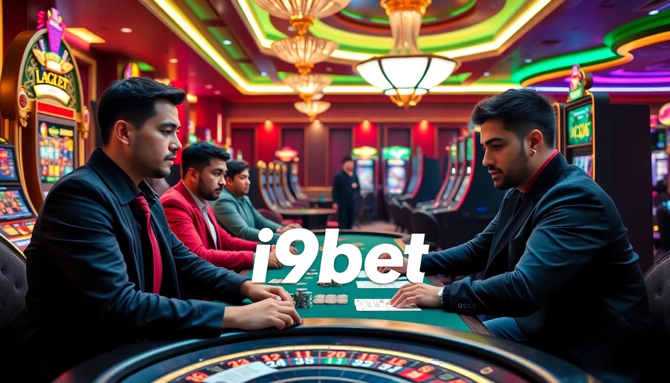 Experience the thrill of i9bet with gamblers at luxurious casino tables.