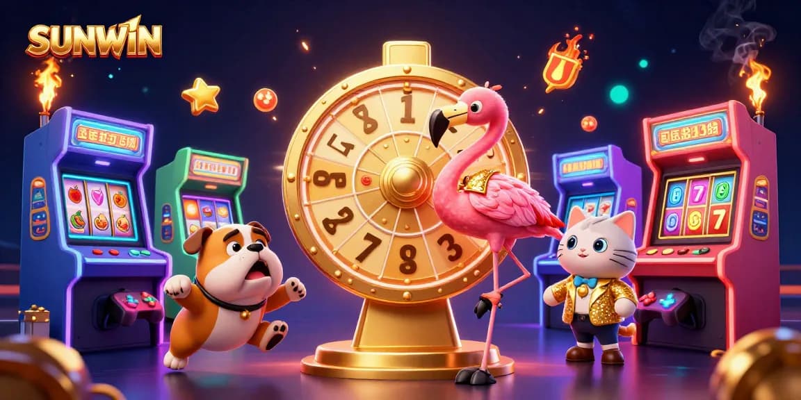 SUNWIN offers thrilling gameplay with an animated casino scene showcasing exciting characters in action.