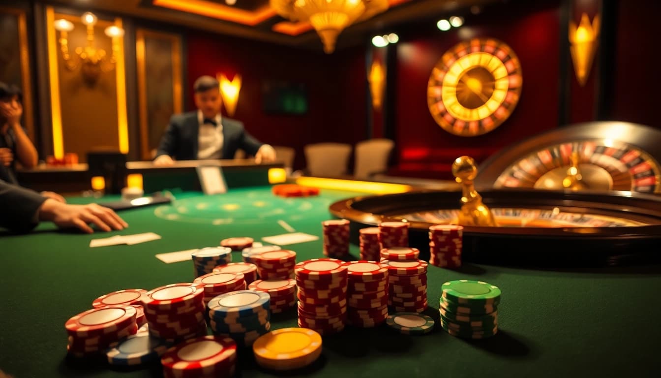 Experience thrilling gaming at THABET while playing poker with vibrant chips and cards.