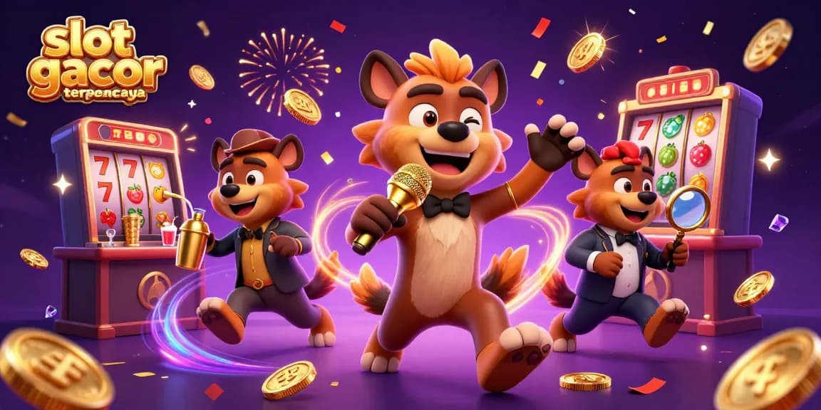 Engage with a playful scene of hyenas in a comedy casino, showcasing slot gacor terpercaya.