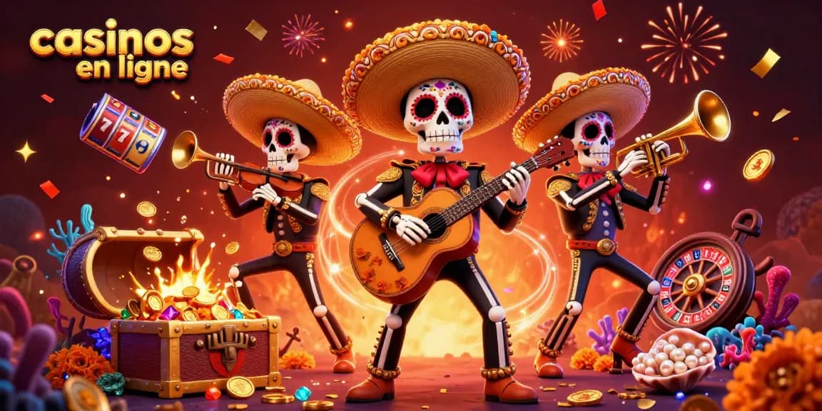 Experience game thrills at casinos en ligne with a vibrant mariachi band in a festive setting.