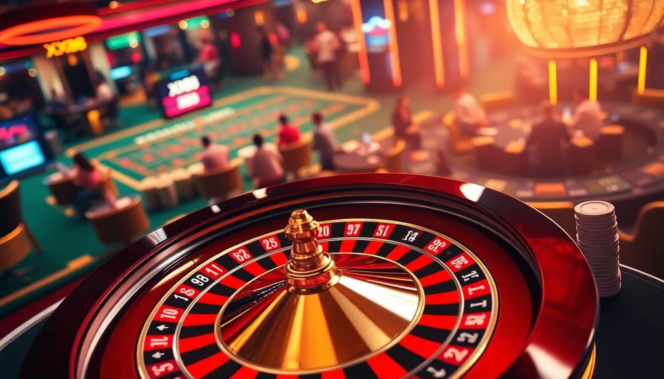 Engaging players at the luxurious XX88 casino with vibrant roulette action and colorful chips.