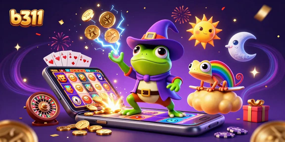 O b311 transforma a diversão com uma ilustração mágica cheia de moedas de ouro e jogo emocionante.