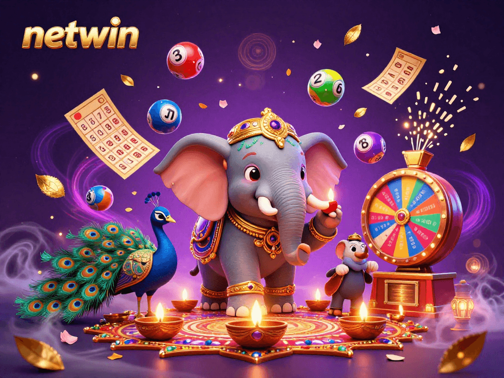 Spin and win with netwin’s vibrant, energized 3D casino scene showcasing colorful lottery dynamics.