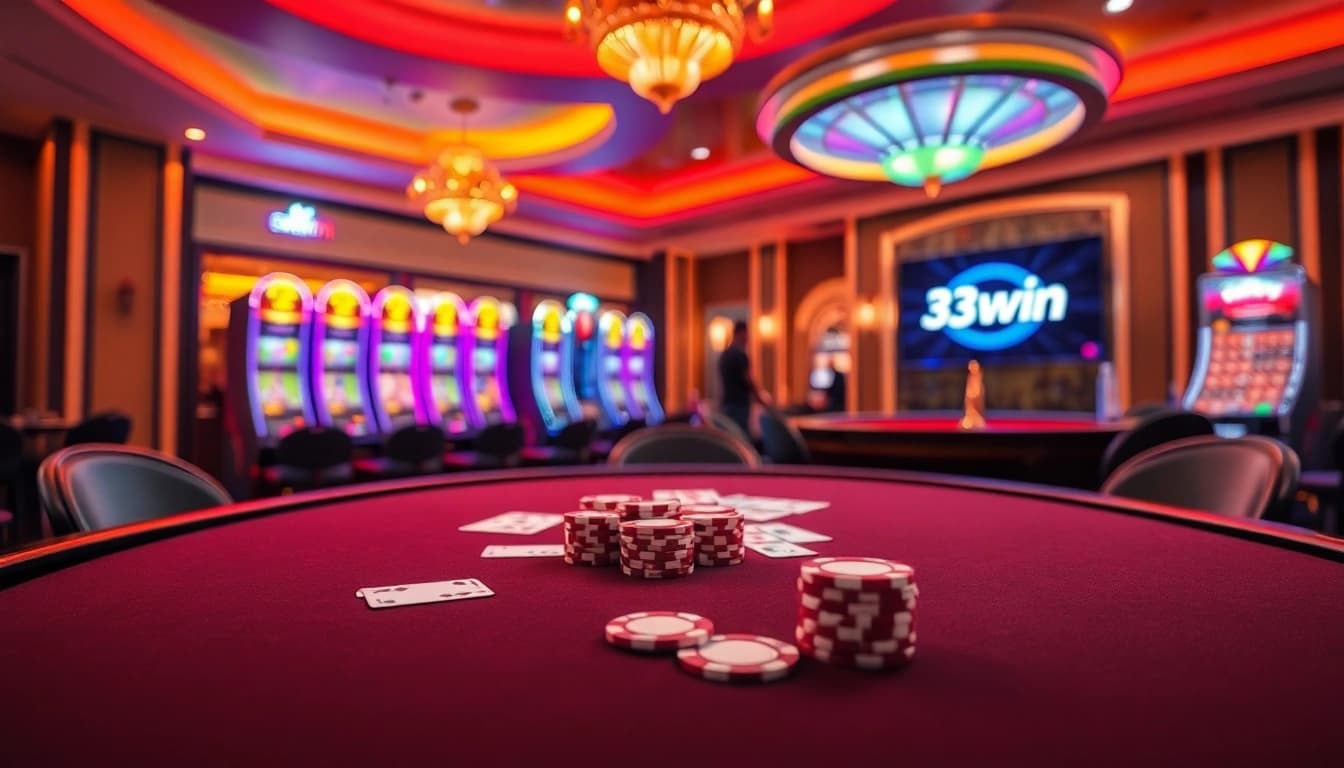 Experience the thrill of gambling at 33win with high-stakes poker and vibrant slot machines.