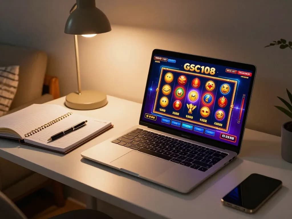 Ikuti permainan yang mendebarkan di antarmuka permainan slot online Gsc108 yang penuh warna dengan grafis yang imersif.