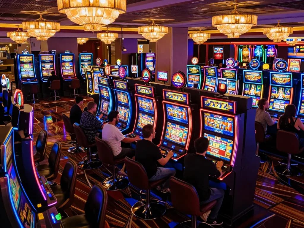 Players engaging with exciting slot 777 machines in a vibrant casino environment.