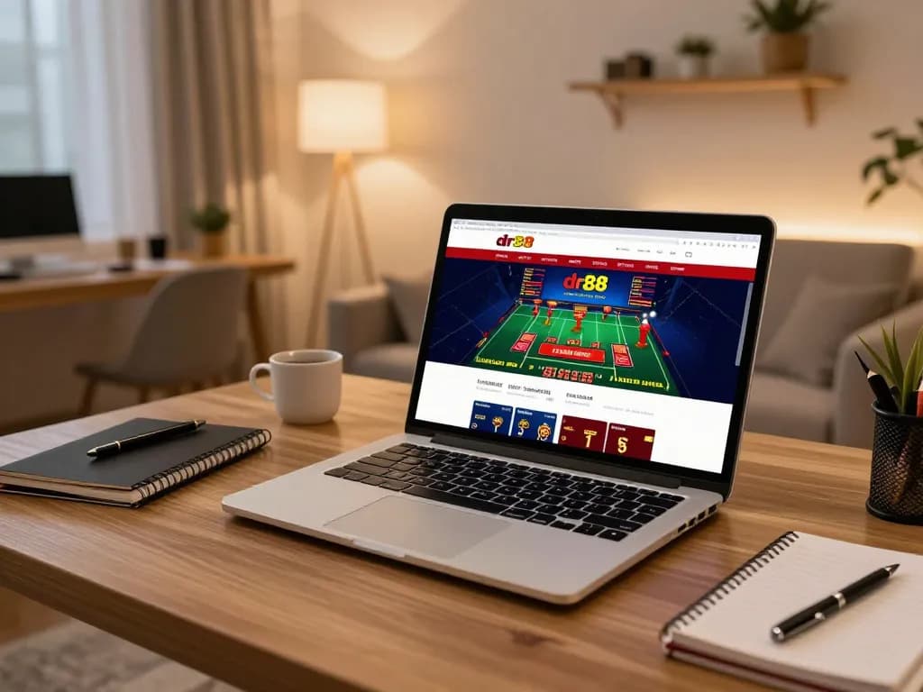 Engaging in online gambling strategies on the dr88 gaming platform from a cozy home office.