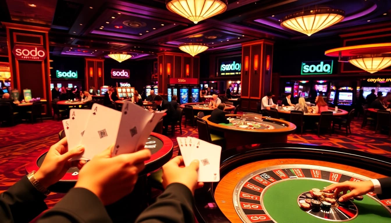 Engage in thrilling gameplay at SODO casino tables surrounded by excitement and luxury.