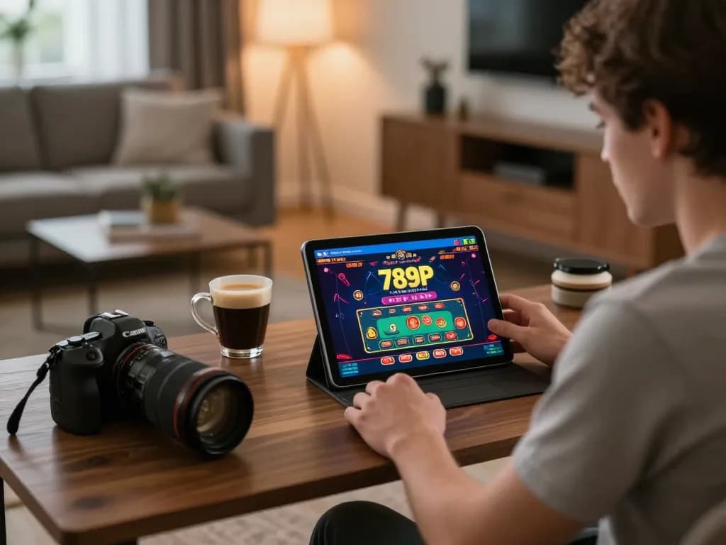 Engaging gameplay on the 789P app with a focus on responsible gambling in a cozy home environment