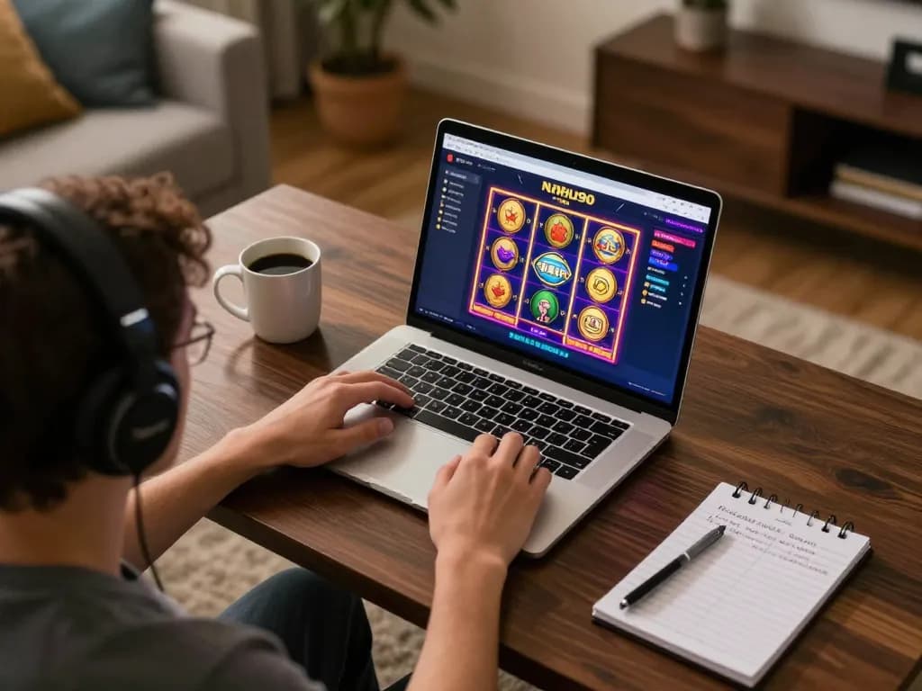 Player engaging with nohu90 online casino, showcasing gaming interface and environment