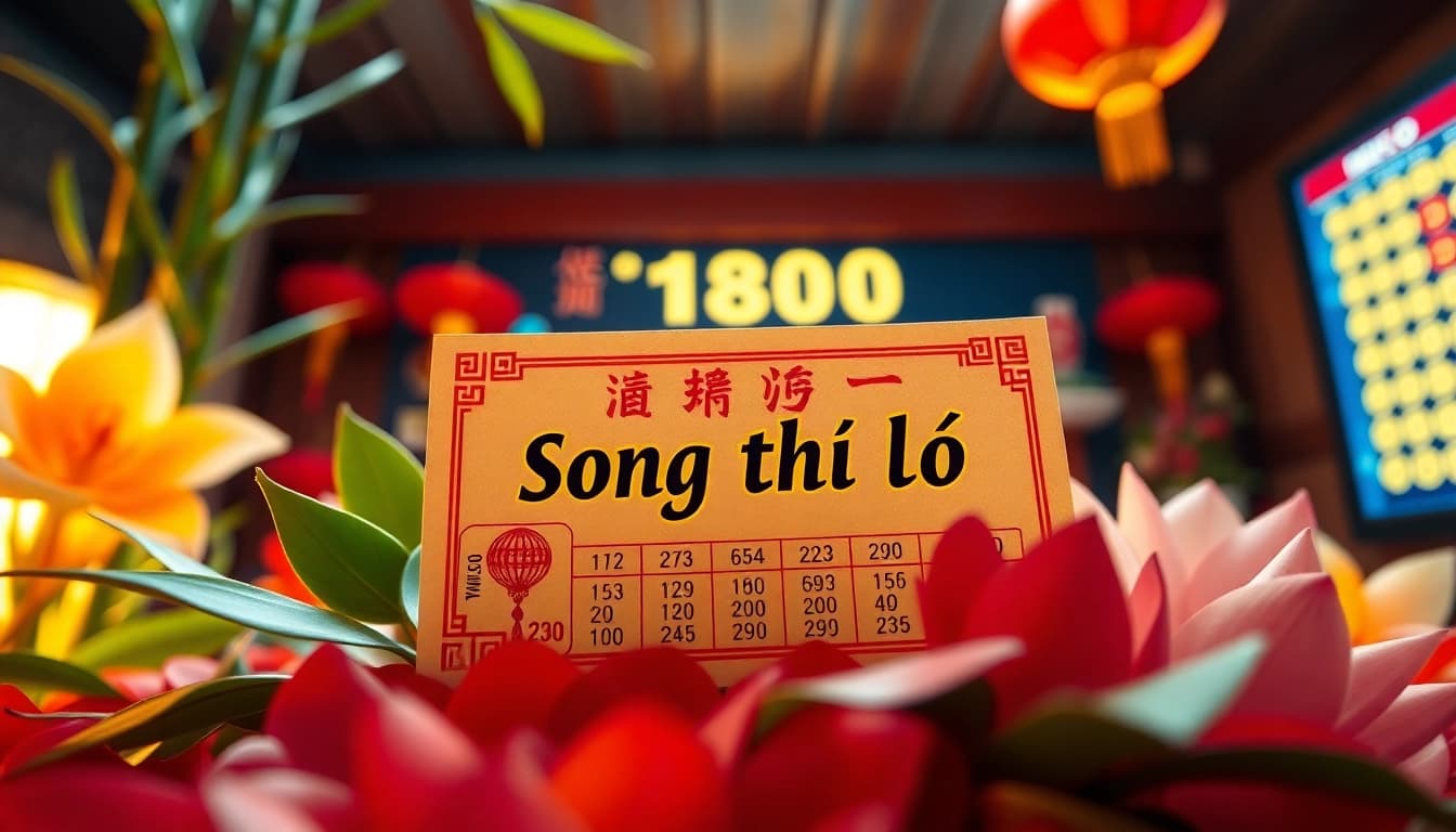 Song thủ lô lottery ticket close-up with vibrant colors and traditional Vietnamese elements.