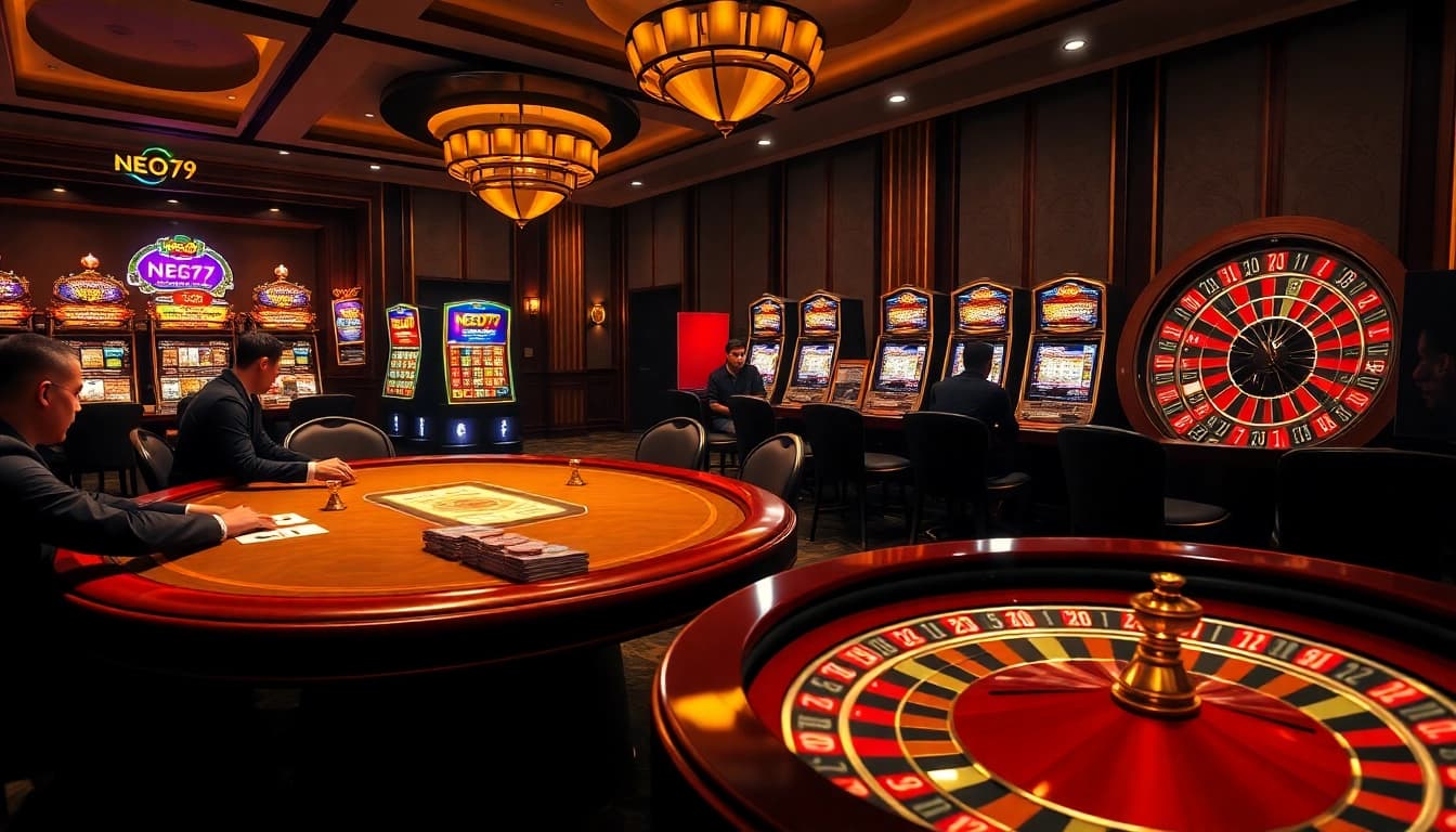 Experience the thrill of NEO79 casino with vibrant tables and immersive gaming environments.
