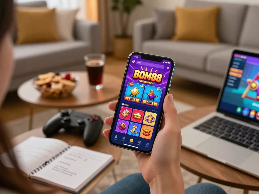 Antarmuka aplikasi Pupisgames ditampilkan di smartphone selama sesi permainan rumah yang menarik, menggambarkan permainan kasino di mobile.