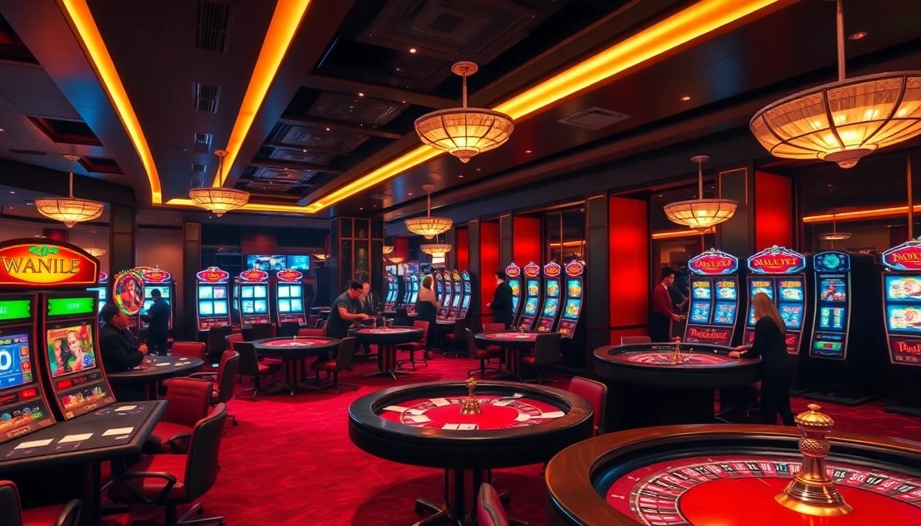 Exciting gambling scene at MK8 Casino showcasing vibrant tables and enthusiastic players.
