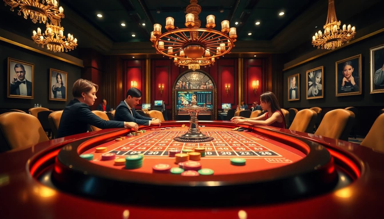Experience the thrill of AT99娛樂 with players at a lively roulette table.