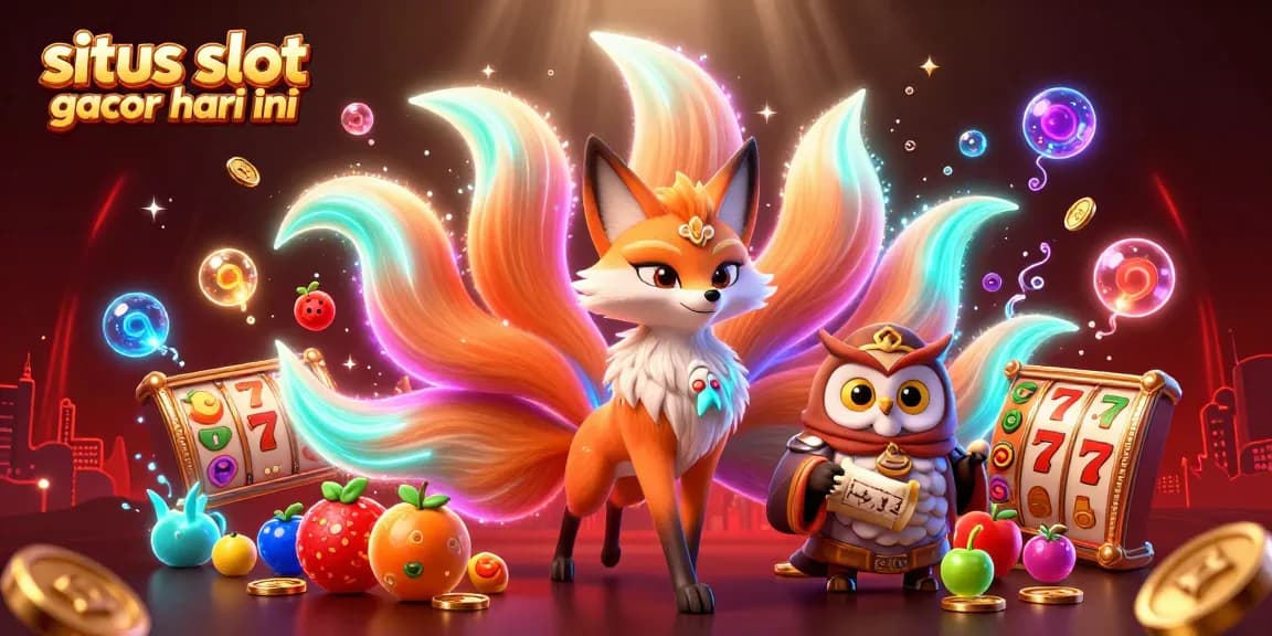 Spin the reels at the situs slot gacor hari ini featuring vibrant characters and casino elements.