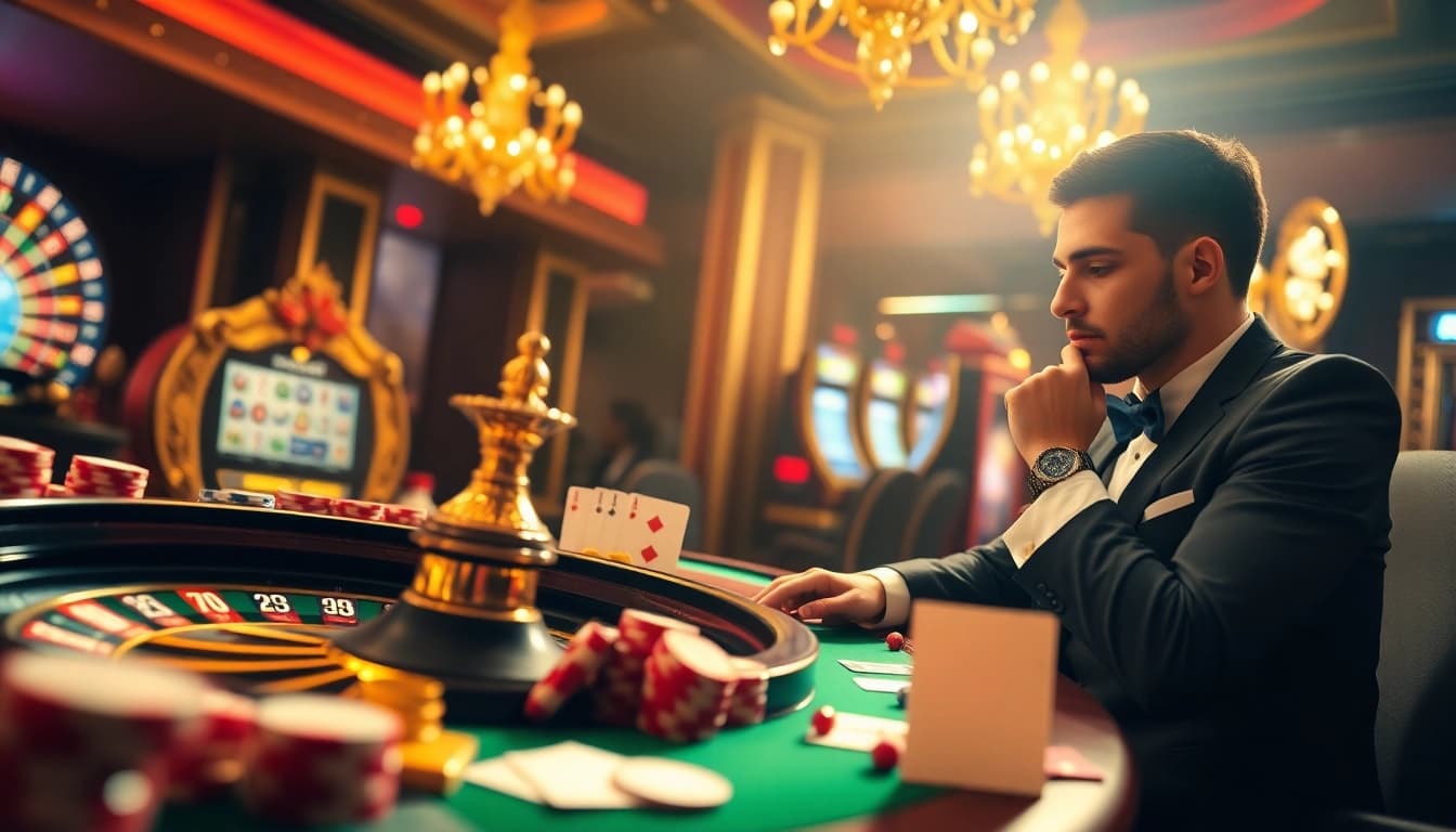 Agen Judi Bola players enjoying a thrilling online sportsbook experience in an upscale setting.