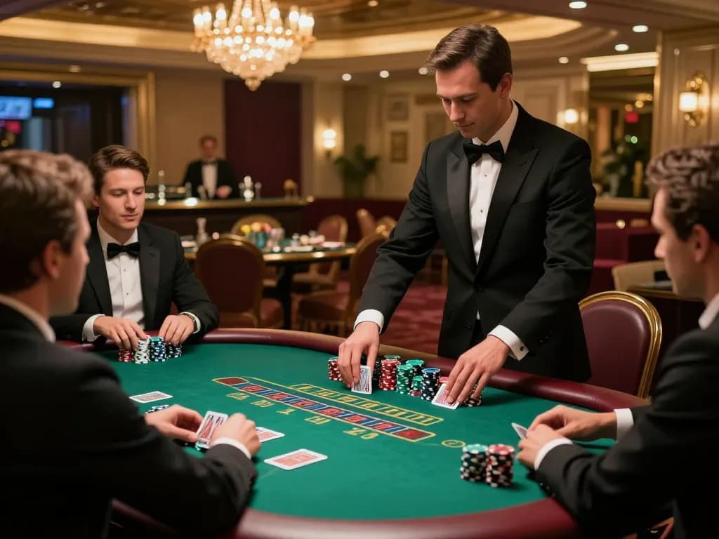 Players engaging in a thrilling blackjack game at an upscale casino showcasing TG7777 betting strategies.