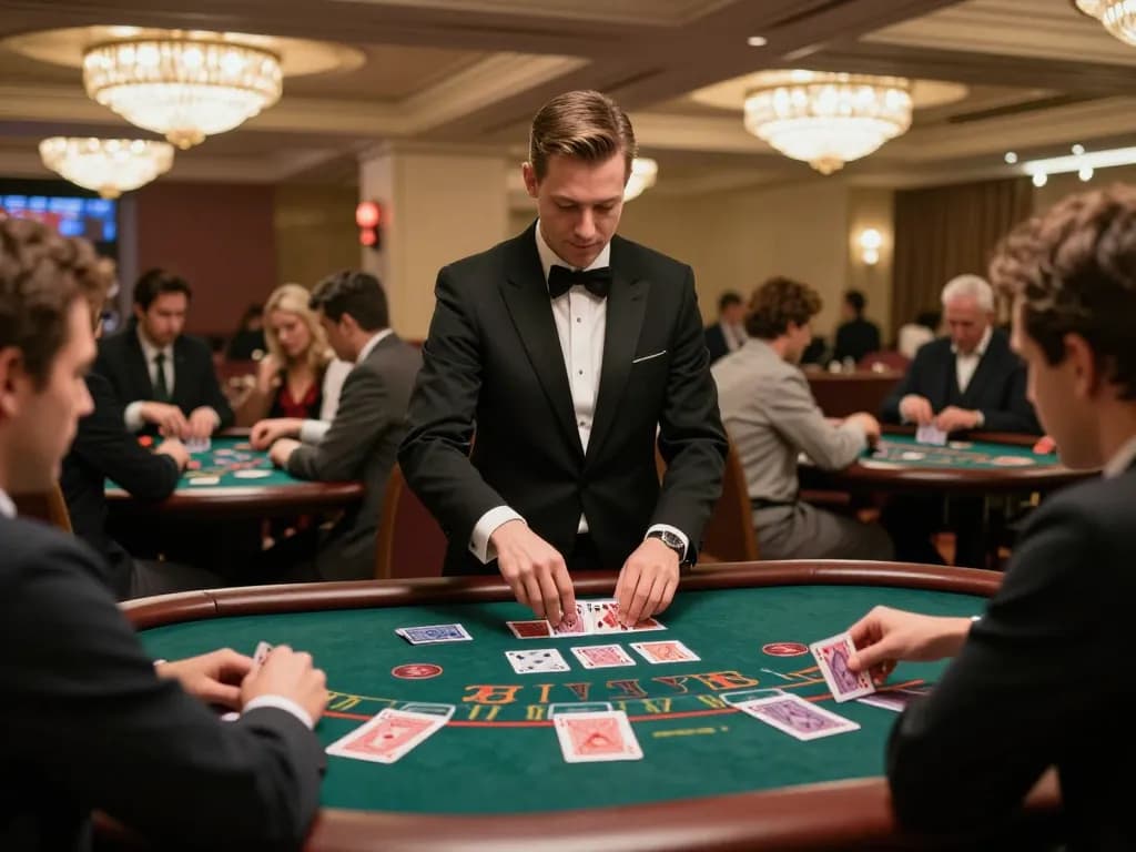 Players enjoying blackjack at https://shbetac.co, showcasing strategic gameplay in a vibrant casino atmosphere
