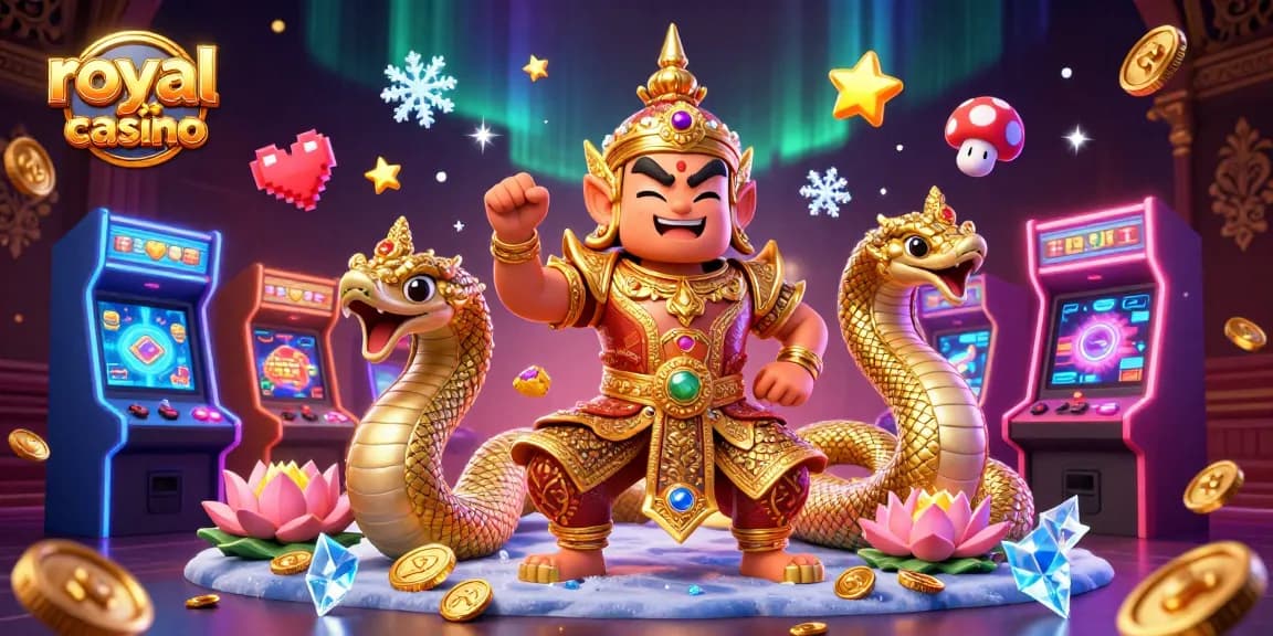Play exciting games at royal x casino illustrated with vibrant characters and casino elements.