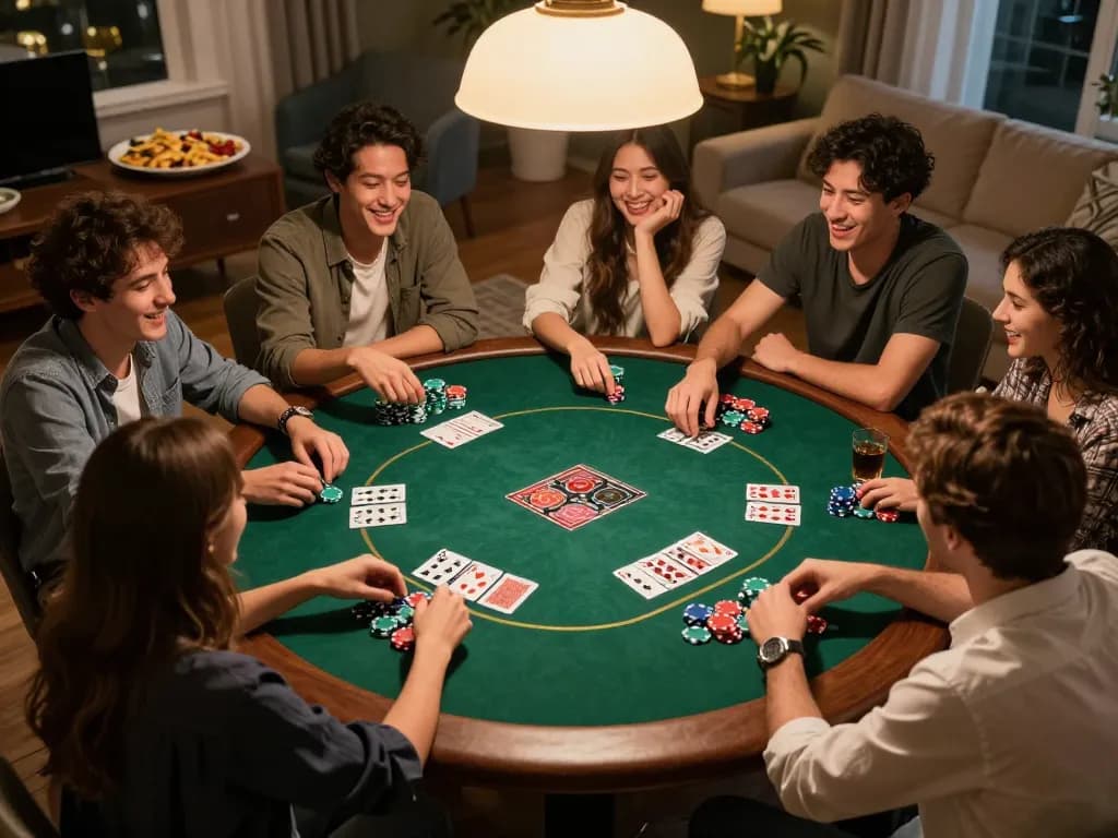 Socolive users enjoying a lively poker game at home, capturing the essence of social gambling.