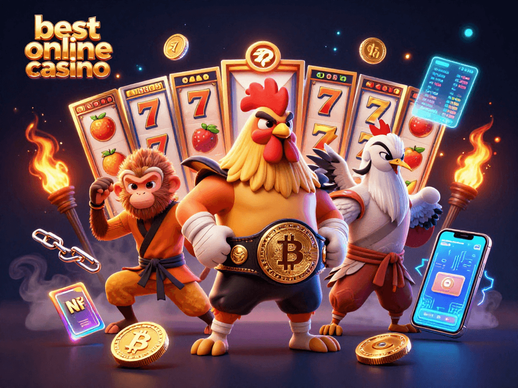 Engage with the best online casino showcasing vibrant 3D characters amidst dynamic gaming elements for an immersive experience.