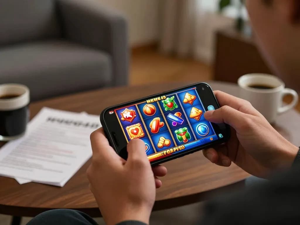 Playing NENG4D slots on a smartphone with exciting reels and jackpot potential.