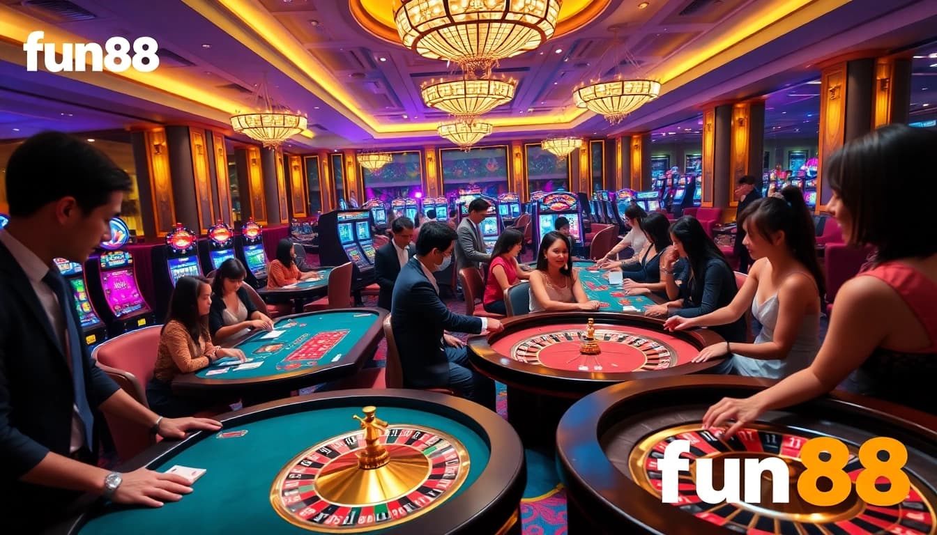 Experience thrilling moments at fun88 with diverse casino tables and vibrant gaming atmosphere.