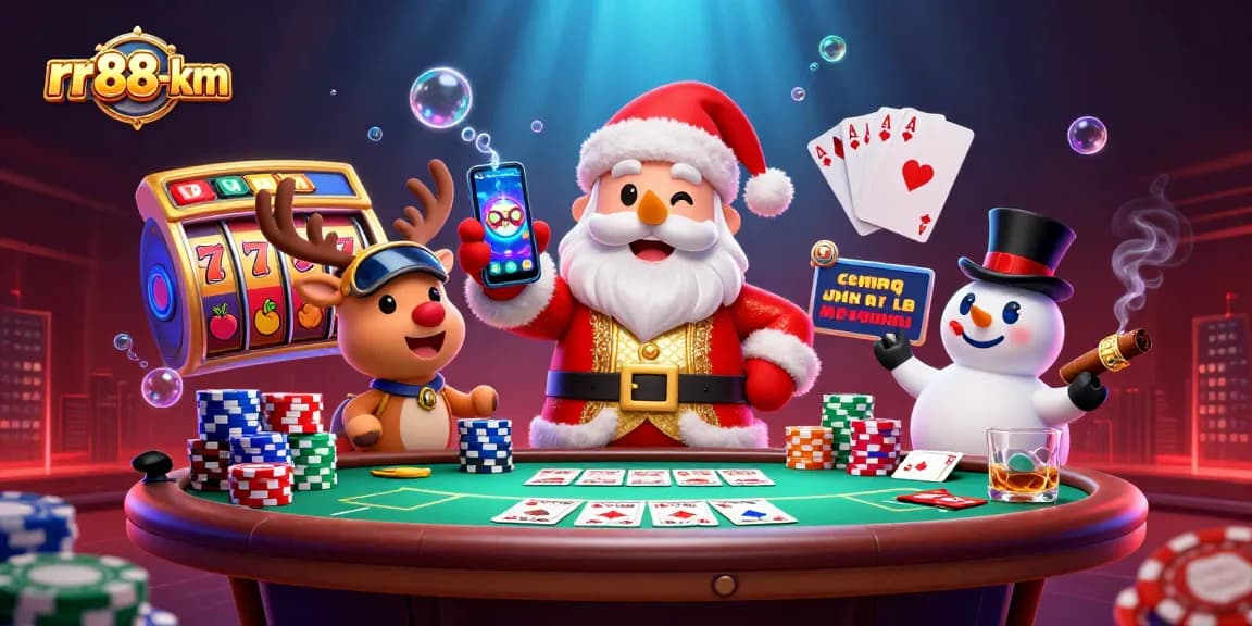 Experience winning moments at rr88-km as Santa and friends celebrate jackpots with vibrant casino elements.
