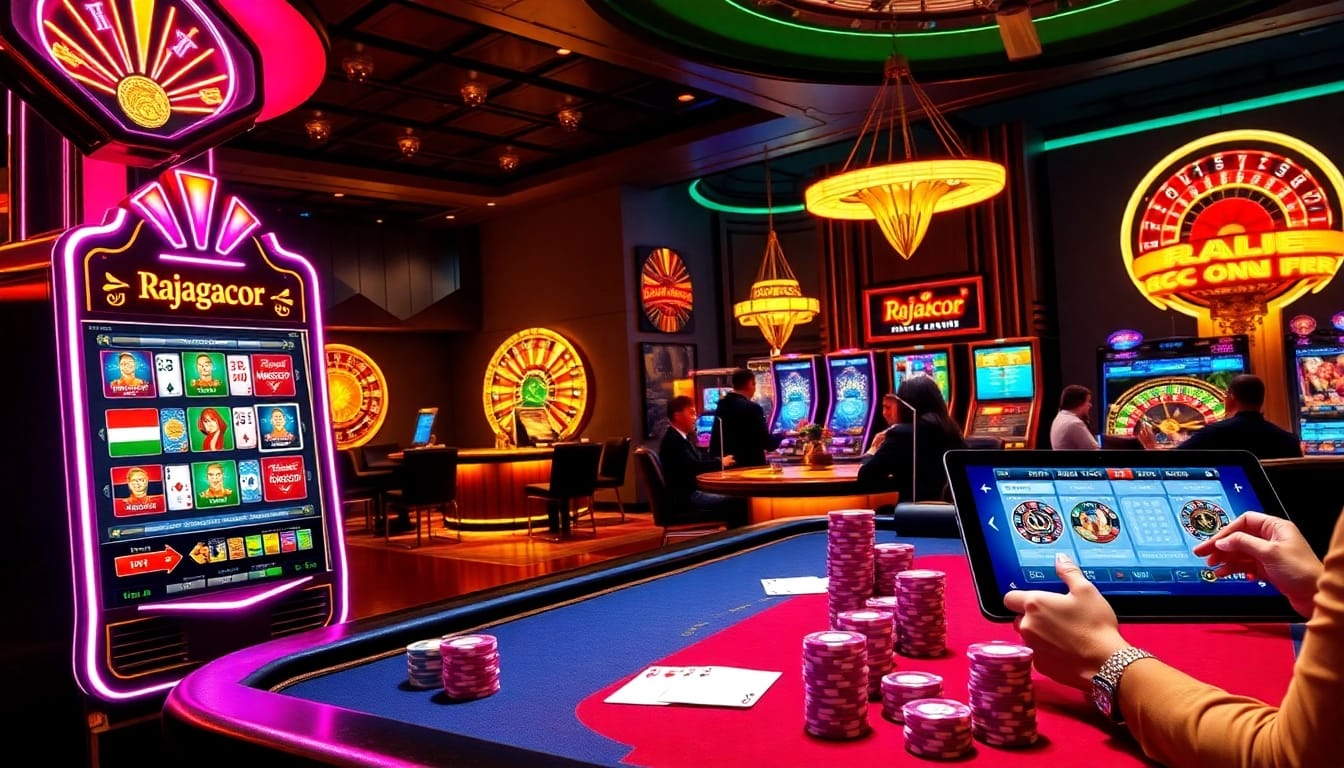 Engage with RAJAGACOR's vibrant casino scene featuring exciting slot machines and poker games.