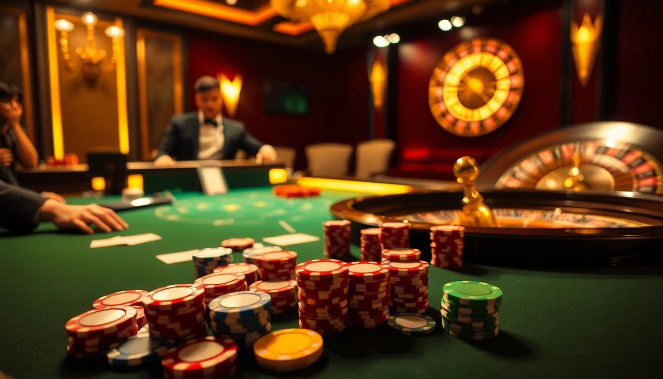 Experience thrilling gaming at THABET while playing poker with vibrant chips and cards.