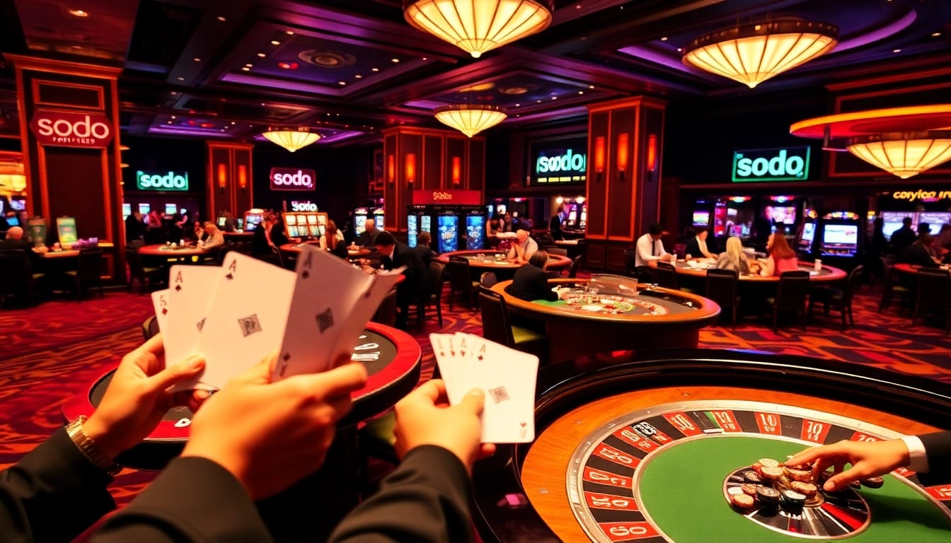 Engage in thrilling gameplay at SODO casino tables surrounded by excitement and luxury.