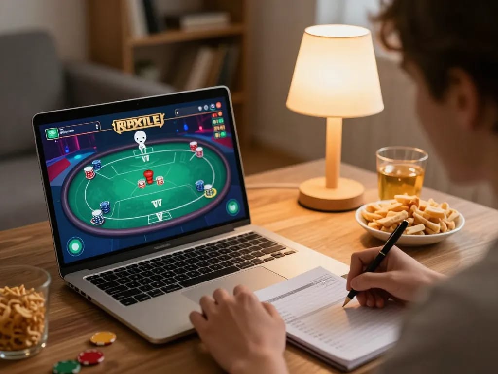 Player engaging in online gaming on f8beta2 platform with poker game interface visible.