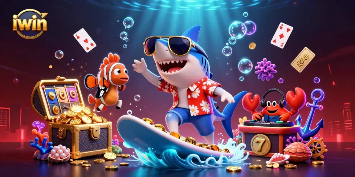 Play the exciting iwin casino games with vibrant characters and colorful elements in this dynamic illustration.