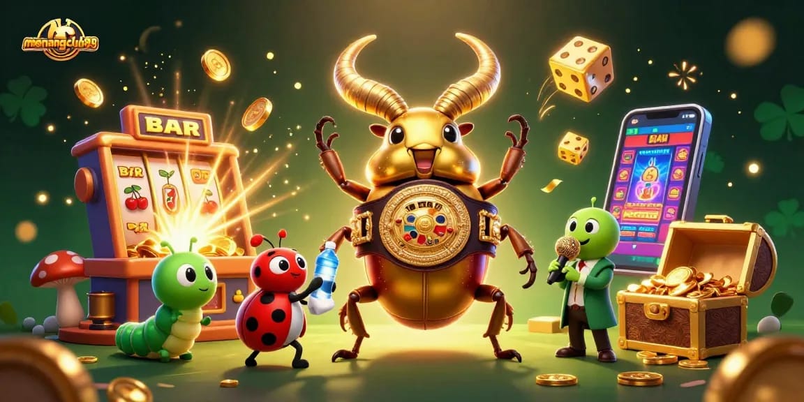 Play big with menangclub88 as the giant golden stag beetle and ladybug energize the casino scene!