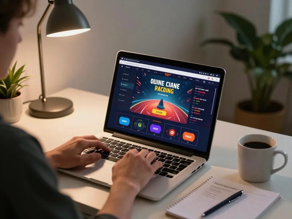 Toto8 link alternatif: Engaged player analyzing online casino strategies on a sleek laptop