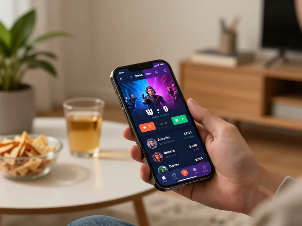 Engaging in esports betting Singapore on a smartphone while placing a live bet on competitive gaming matches.