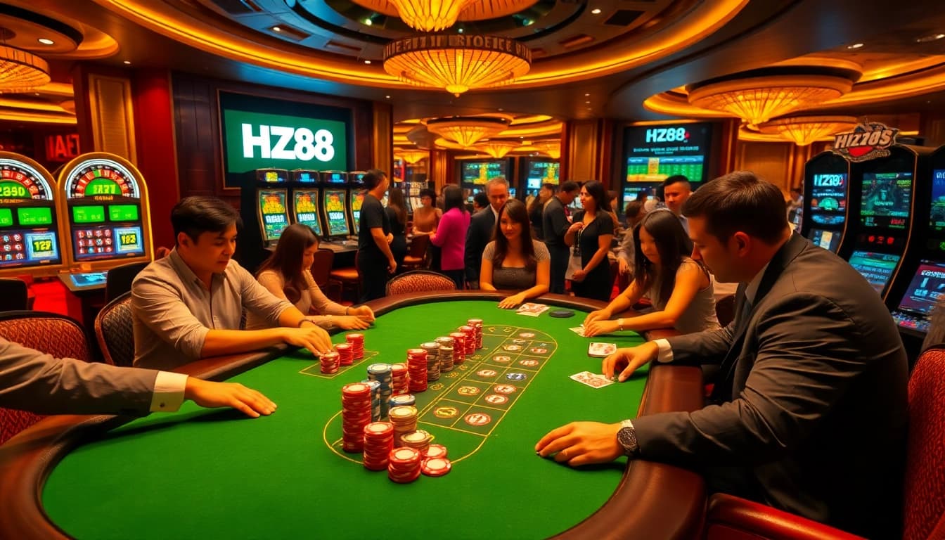 hz88 casino table showcasing expert card dealing and vibrant poker chips in live betting