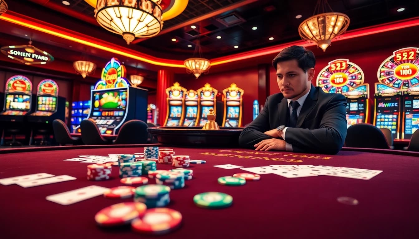 Experience the thrill of gambling at uu8888 with vibrant casino tables and slot machines.