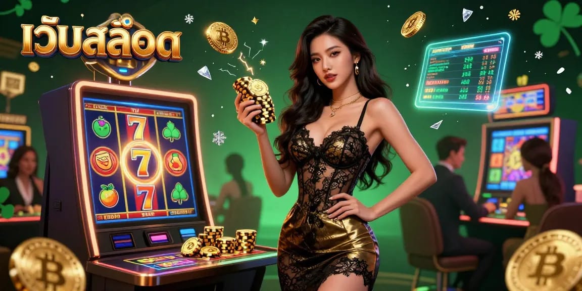 Experience thrilling เว็บสล็อต action with a confident player at a VIP slots machine amidst a luxurious high-stakes atmosphere.