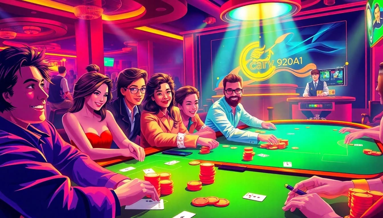 Cổng game bài đổi thưởng showcasing thrilling casino games with players engaged in action.