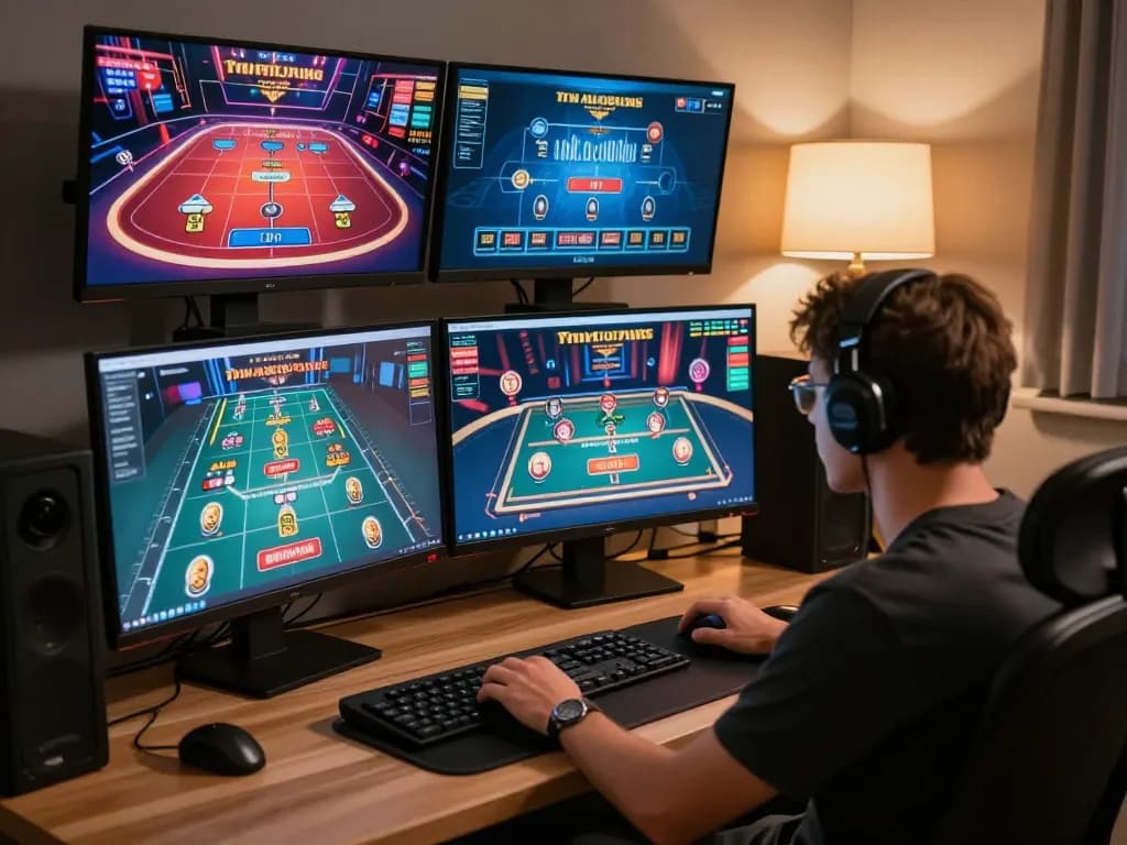 Engaging gaming experience at nhacaiuytin online casino with advanced setup and vibrant displays.