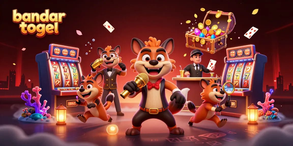 Experience the excitement of bandar togel with hyenas in a vibrant casino scene featuring stand-up comedy.